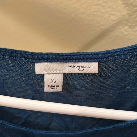 Halogen woman's dark turquoise long tank top with ruching throughout the top - Picture 6 of 10